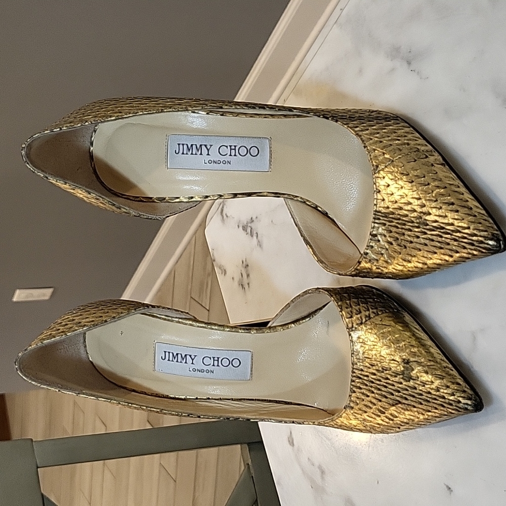 Jimmy Choo gold high heel size 38.5